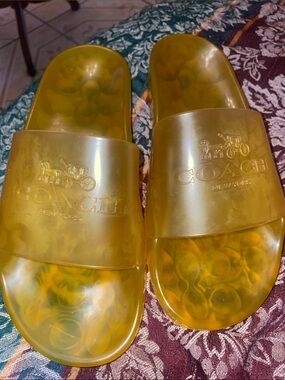 Coach Yellow Transparent Slide Sandals